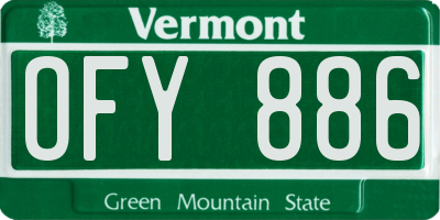 VT license plate OFY886