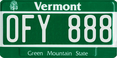 VT license plate OFY888