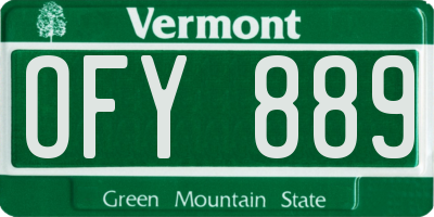 VT license plate OFY889