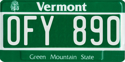 VT license plate OFY890