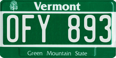 VT license plate OFY893