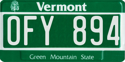 VT license plate OFY894