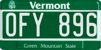 VT license plate OFY896