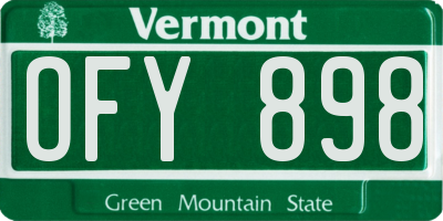 VT license plate OFY898