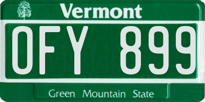 VT license plate OFY899