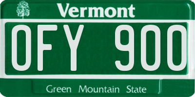 VT license plate OFY900