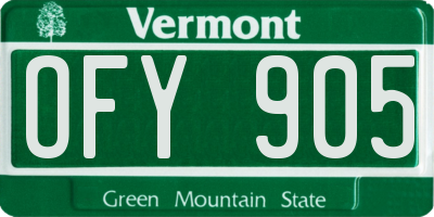 VT license plate OFY905