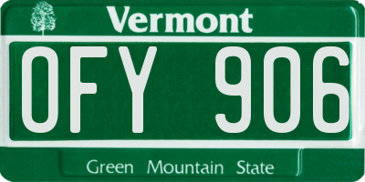 VT license plate OFY906