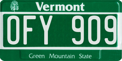VT license plate OFY909