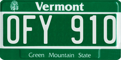 VT license plate OFY910