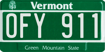 VT license plate OFY911