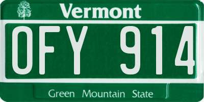 VT license plate OFY914
