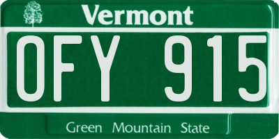 VT license plate OFY915