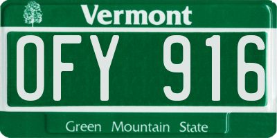 VT license plate OFY916