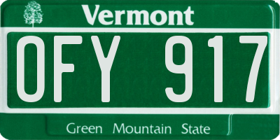 VT license plate OFY917