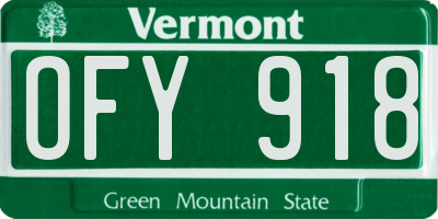 VT license plate OFY918