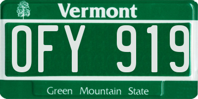 VT license plate OFY919