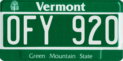 VT license plate OFY920