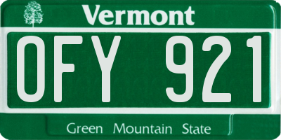 VT license plate OFY921