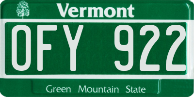 VT license plate OFY922