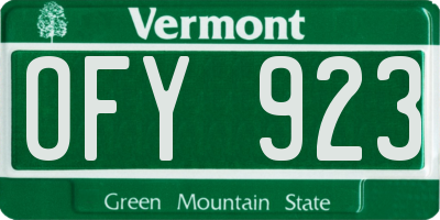 VT license plate OFY923