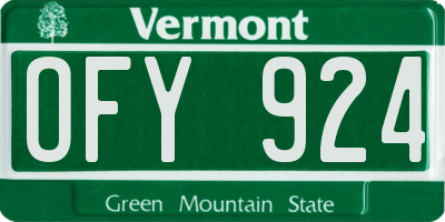 VT license plate OFY924