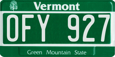 VT license plate OFY927