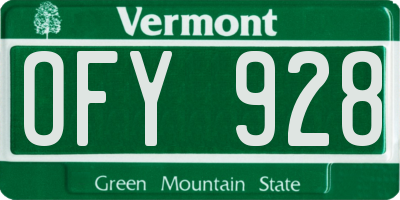 VT license plate OFY928