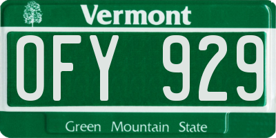VT license plate OFY929