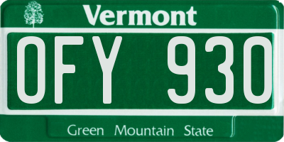 VT license plate OFY930