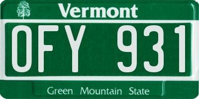 VT license plate OFY931