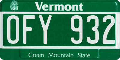 VT license plate OFY932