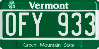 VT license plate OFY933