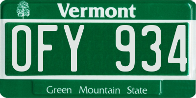 VT license plate OFY934