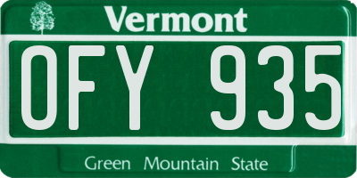 VT license plate OFY935