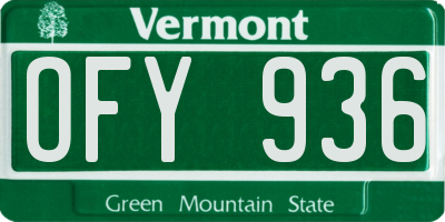 VT license plate OFY936
