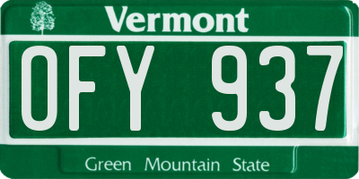 VT license plate OFY937