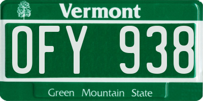VT license plate OFY938