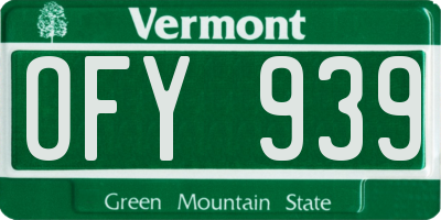 VT license plate OFY939
