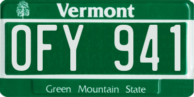 VT license plate OFY941
