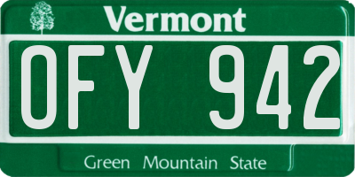 VT license plate OFY942