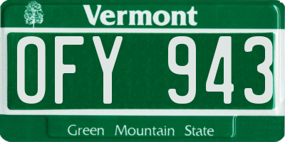 VT license plate OFY943