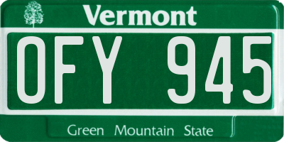 VT license plate OFY945