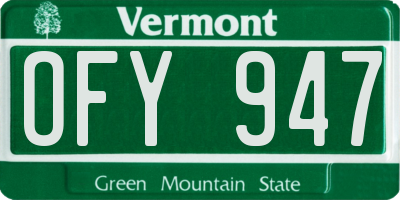 VT license plate OFY947