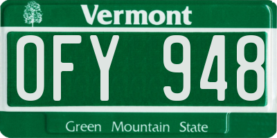 VT license plate OFY948