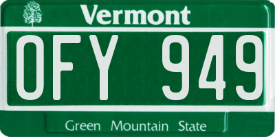 VT license plate OFY949