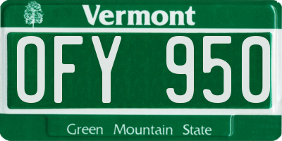 VT license plate OFY950
