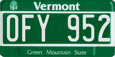 VT license plate OFY952
