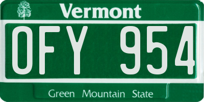 VT license plate OFY954