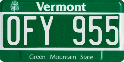 VT license plate OFY955